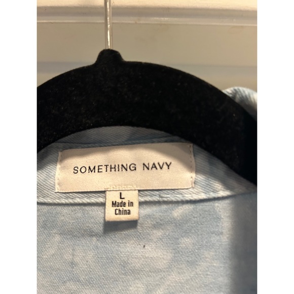 Something Navy Tie Dye Puff Sleeve Denim Dress - Picture 6 of 6